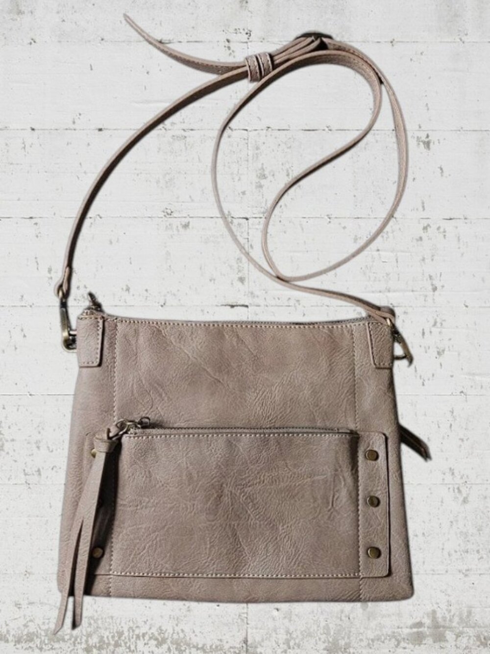 Antik Kraft Taupe PU Vegan Leather Medium Shoulder Bag Purse